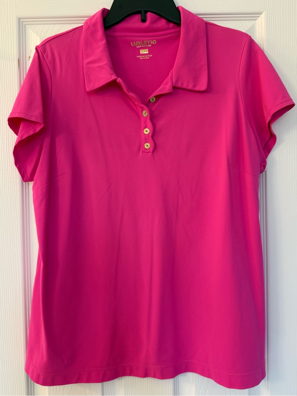 Lilly Pulitzer Luxletic Polo Top in Hot Pink